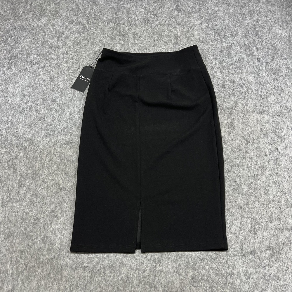 TAPATA Skirt‎ Womens M Black Pencil Knee Length Stretch Pull On Workwear Office